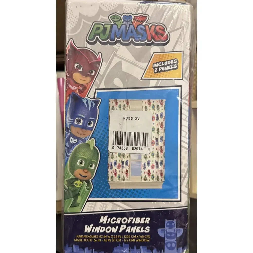 PJ Masks Microfiber Window Curtains 82x63in Cartoon Panels Kids Room